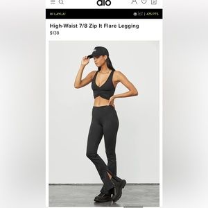 Alo yoga Flare Leggings 7/8 and collar charmed top Black size XS Black nwt